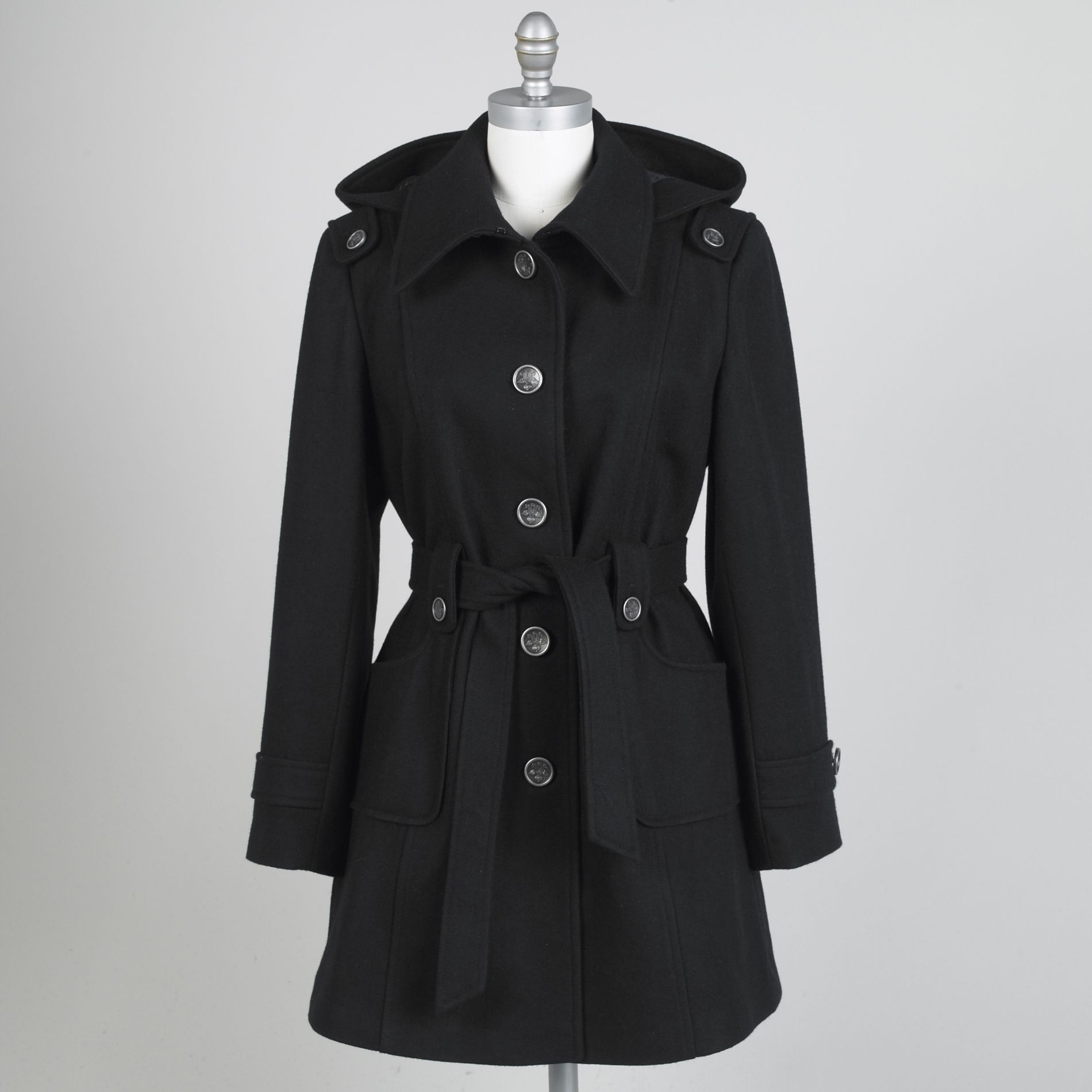 Giacca Women's Hooded Long Wool Coat