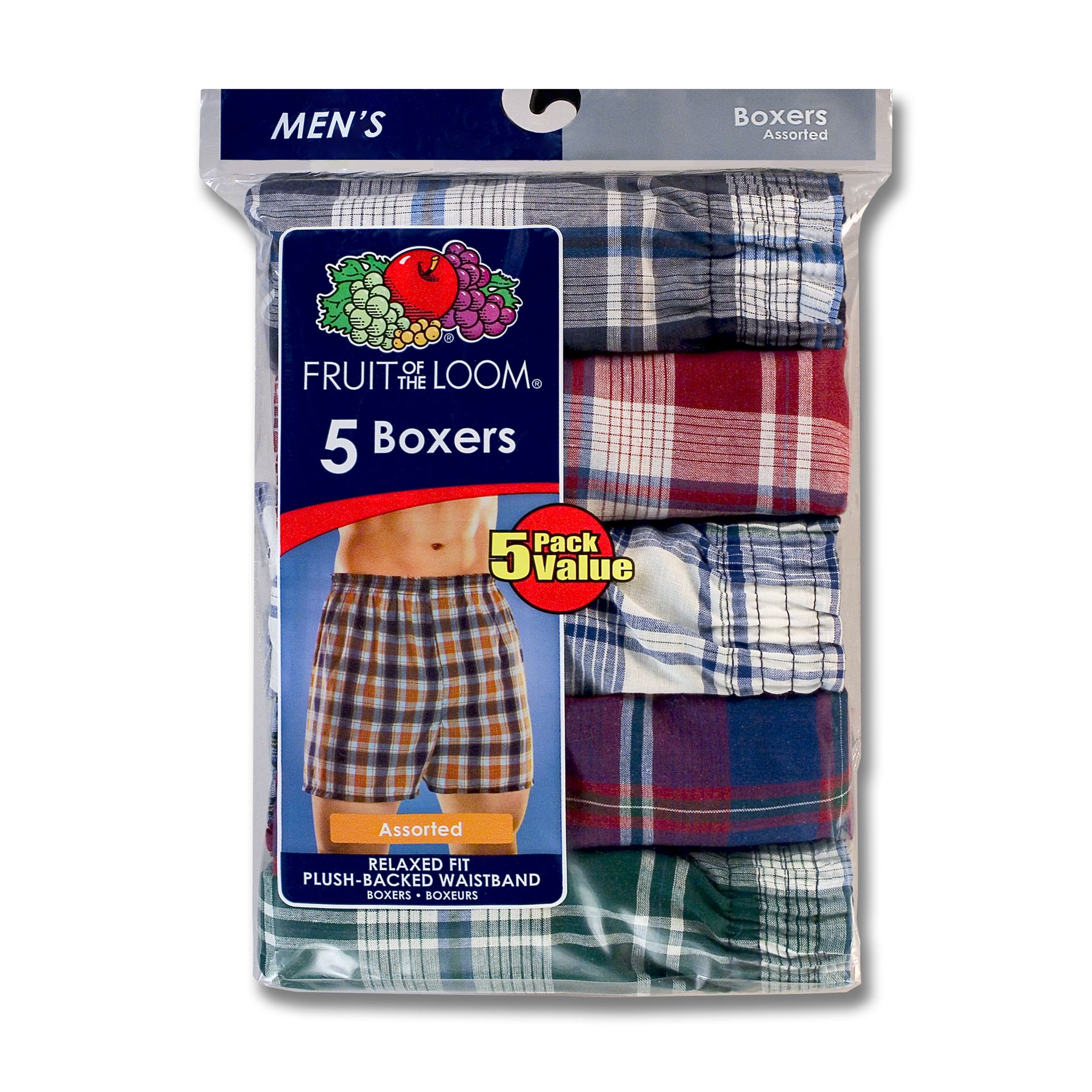 Fruit of the Loom Men's Plaid Boxers - Assorted 5-Pack at Kmart.com