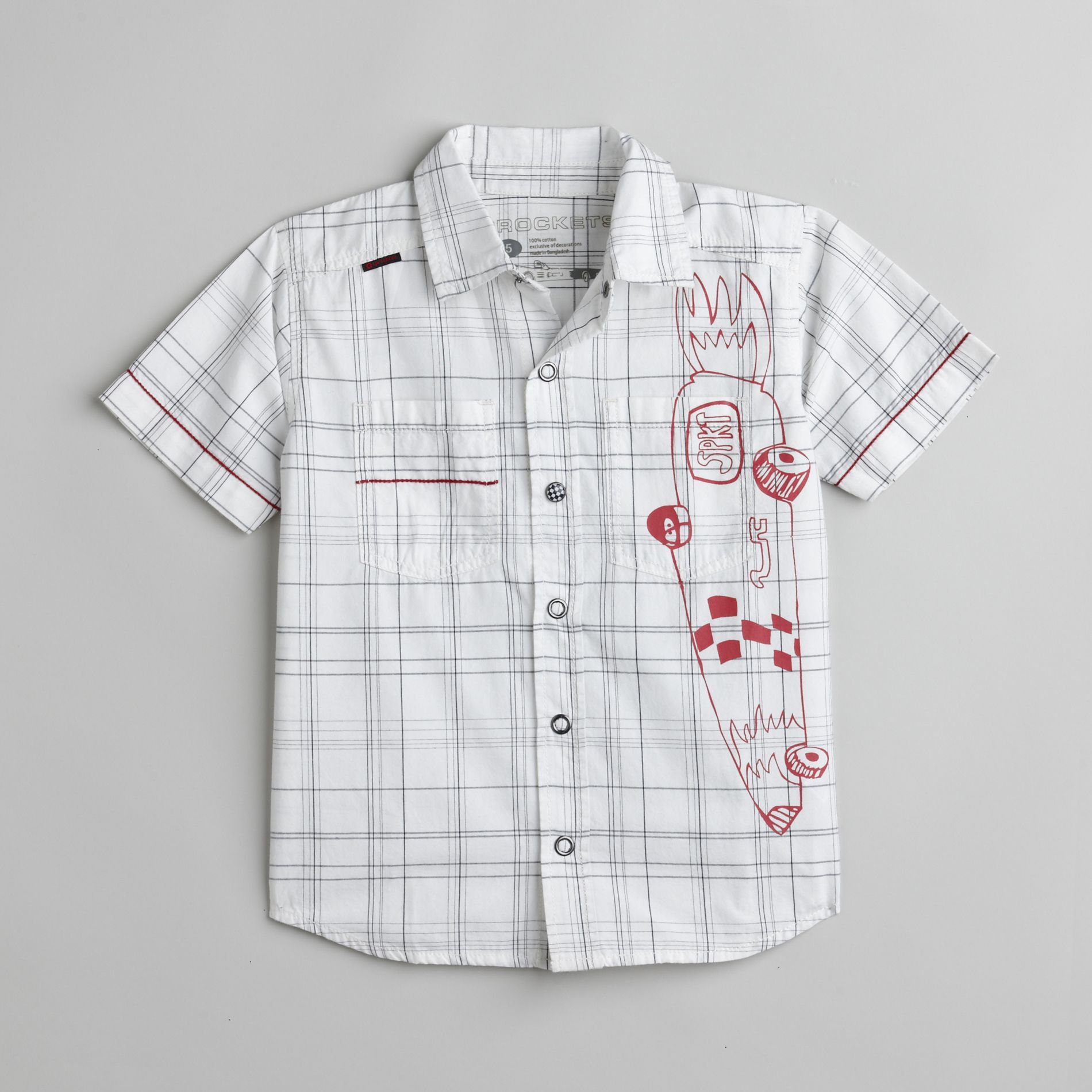 Sprockets Boy's 4-7 Short Sleeve Graphic Plaid Shirt at Kmart.com