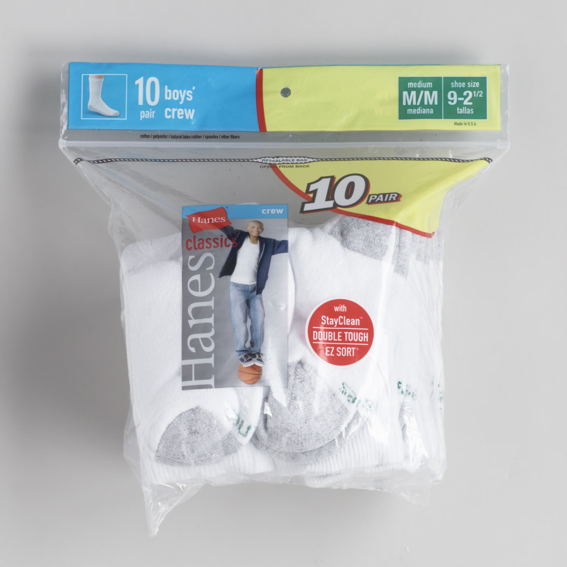 Hanes Boy's 4-20 10 Pack Crew Socks - Size M at Sears.com