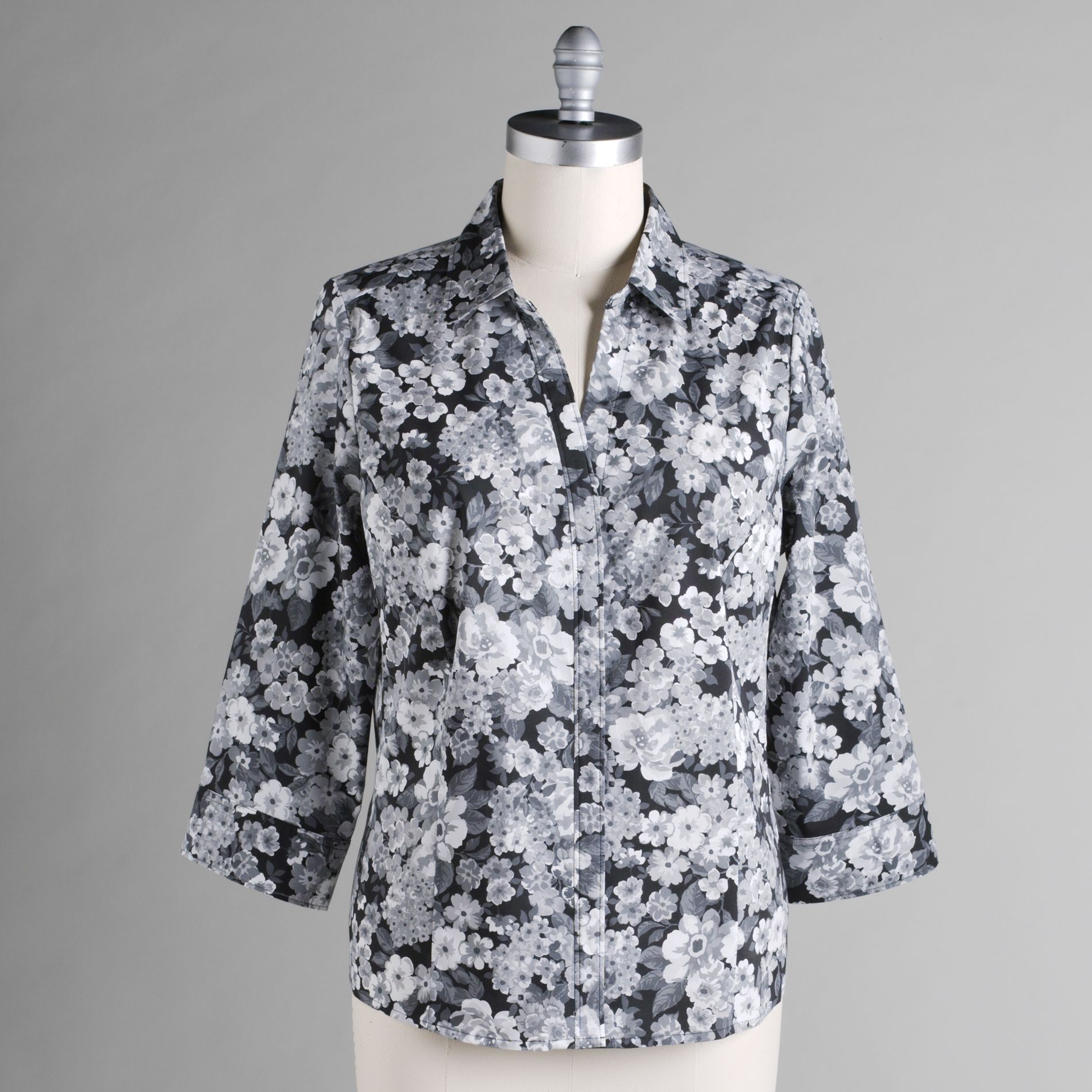 Basic Editions Women's Plus 3/4 Sleeve Stretch Shirt at Kmart.com