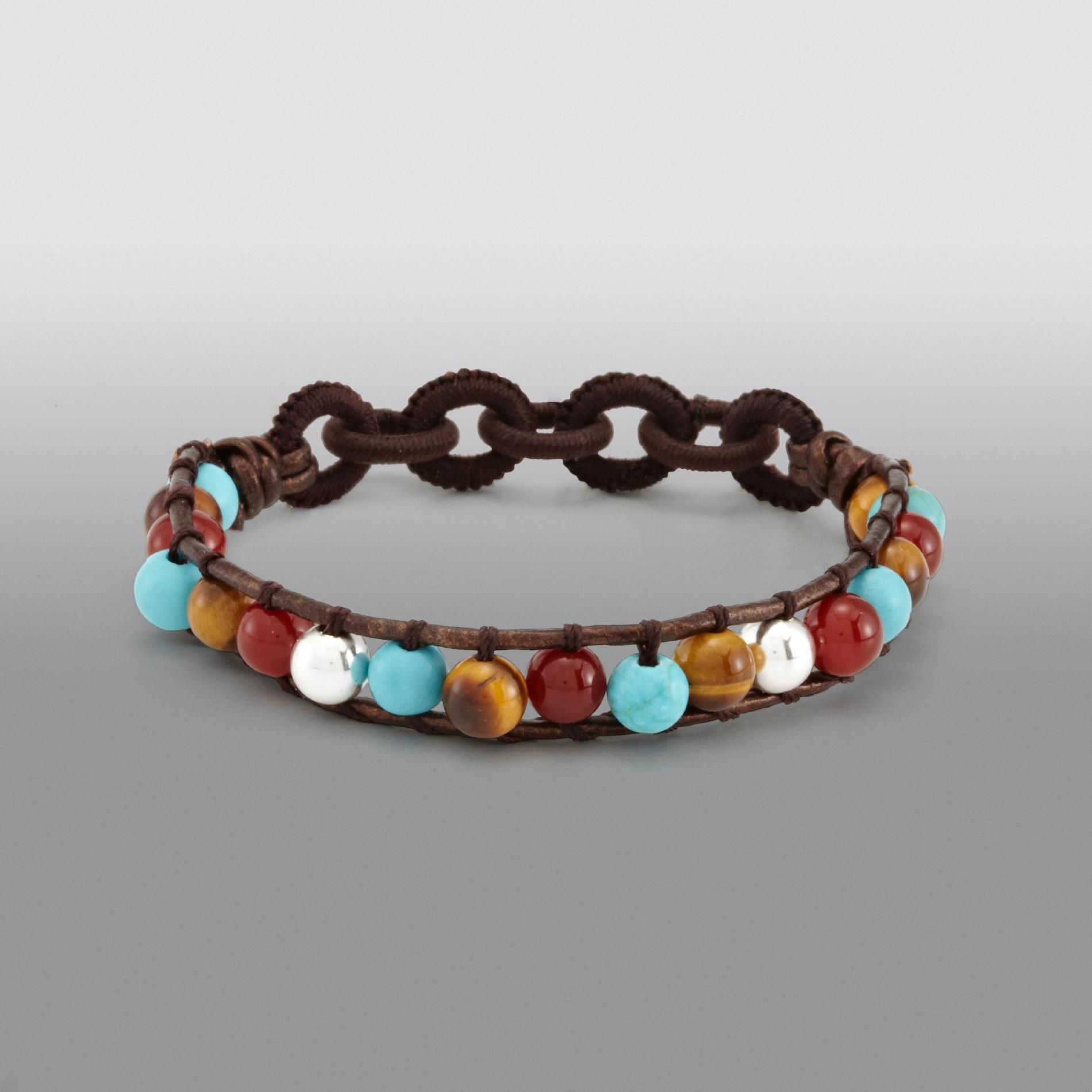 Balance" Multi-stone Leather Bracelet with Sterling Silver Beads at Kmart.com