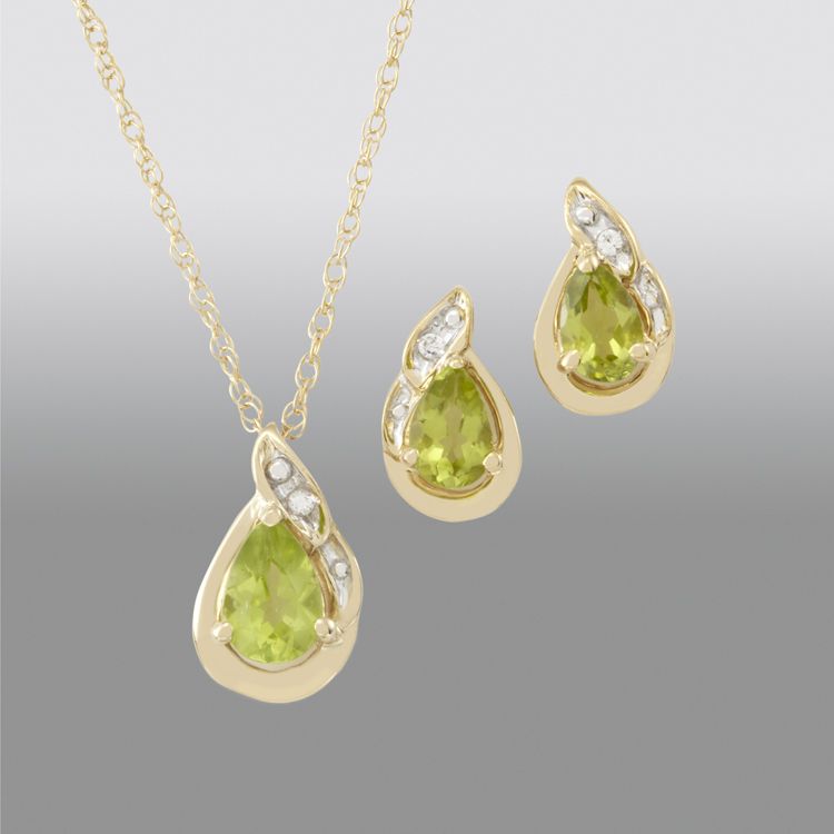 Peridot Pear Pendant and Earring Set at Kmart.com