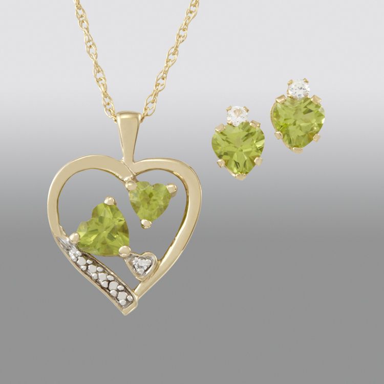 Peridot Double Heart Pendant and Earring Set at Kmart.com