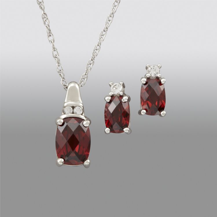 Garnet Cushion Cut Pendant and Earring Set at Sears.com