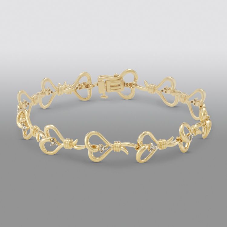 Knots of Love 1/10 cttw Diamond 14k Gold Over Sterling Silver Iconic Heart Bracelet at Sears.com
