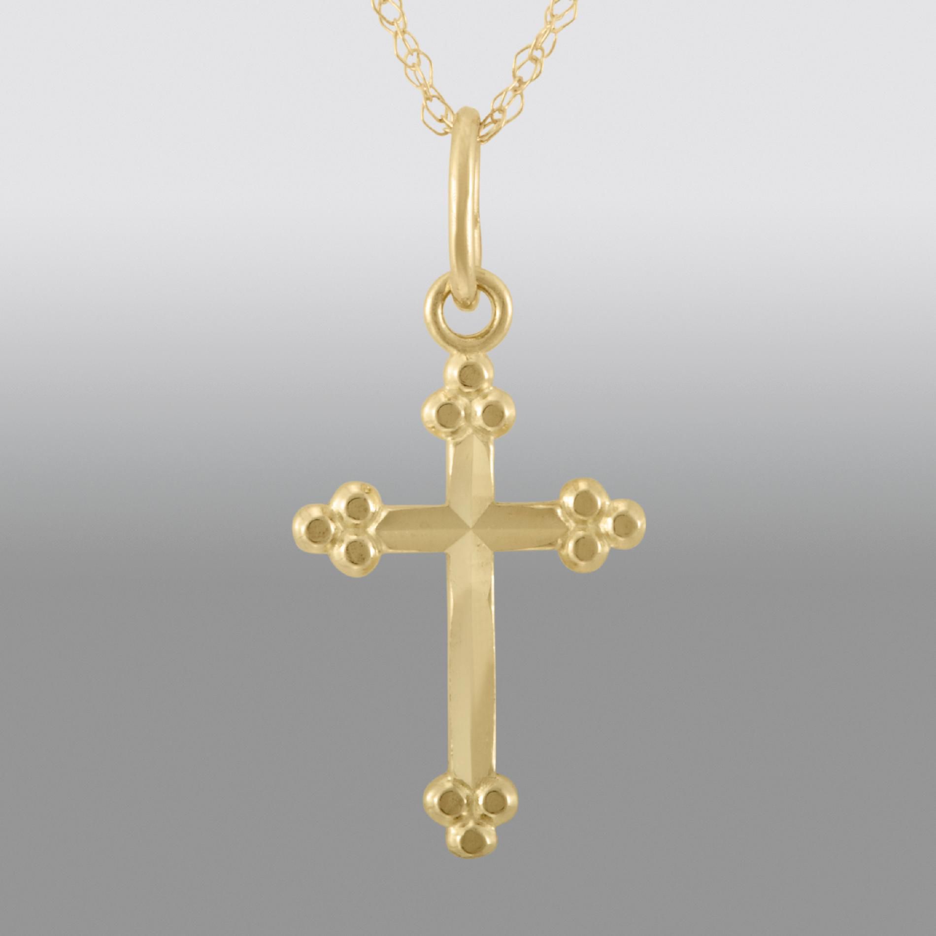 Childs Bead Edge Cross Pendant. 14K Yellow Gold at Sears.com