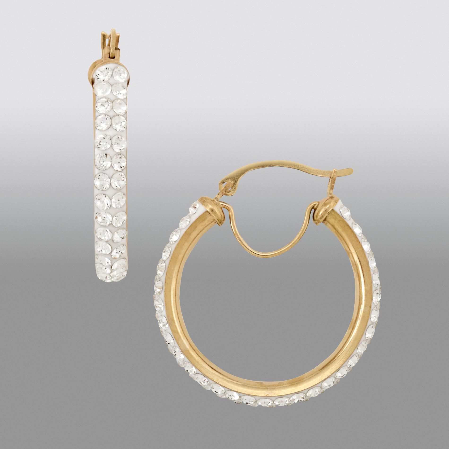 Swarovski Crystallized™ 20MM Hoop Earrings. 14K Yellow Gold - Jewelry