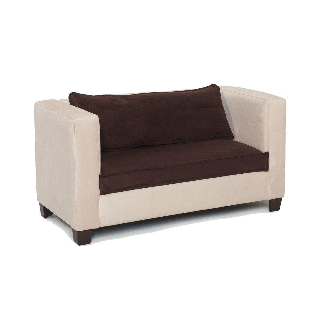 Hannah Baby Modern Kids Sofa Beige Chocolate Micro - UNCLE HOWIE PRODUCTS, INC.