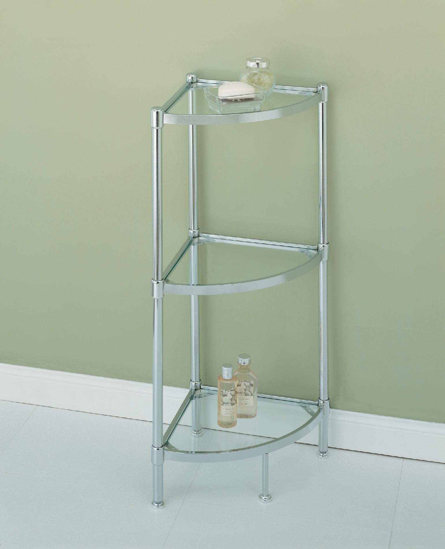 Dorel Home Furnishings Cherry 3 Shelf Bamboo Bathroom Corner Tower