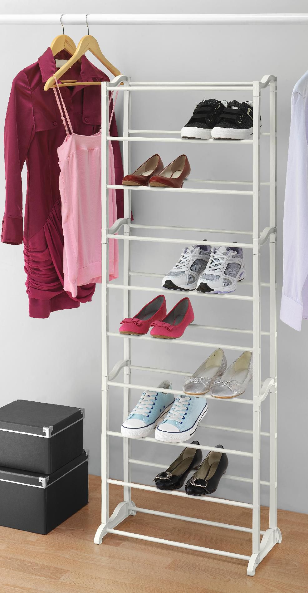 Expandable Wood And Chrome Shoe Rack Unclutter Your Closet with Kmart