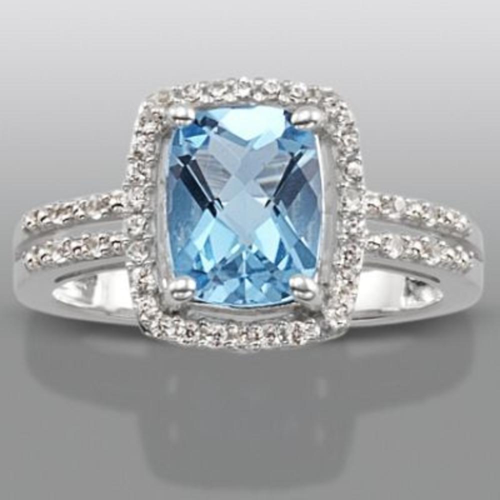 Blue Topaz & Lab Created White Sapphire Ring