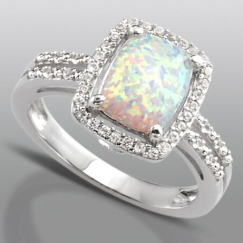 Lab Created Opal & Lab Created White Sapphire Ring