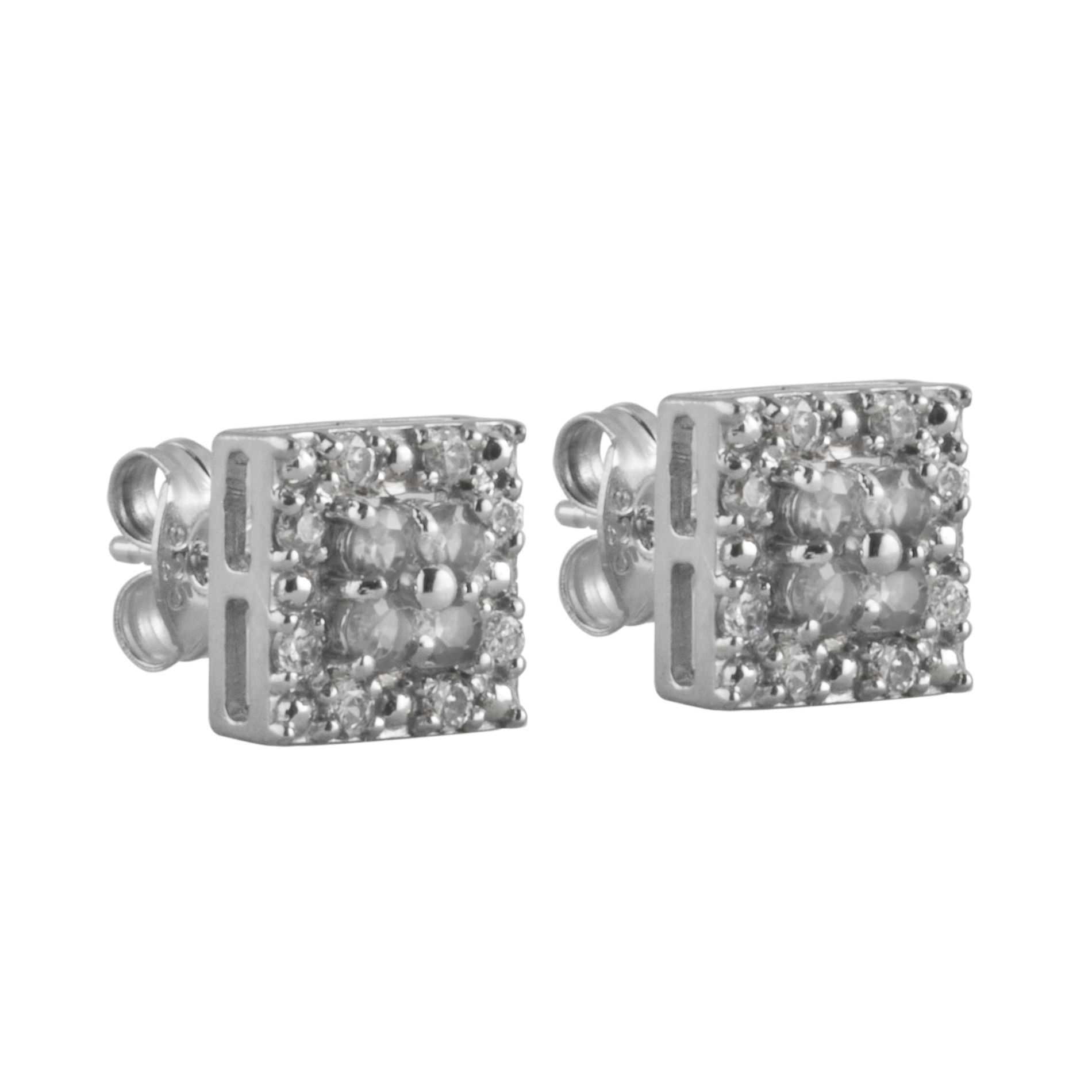 White Topaz and White Sapphire Earrings Sterling Silver