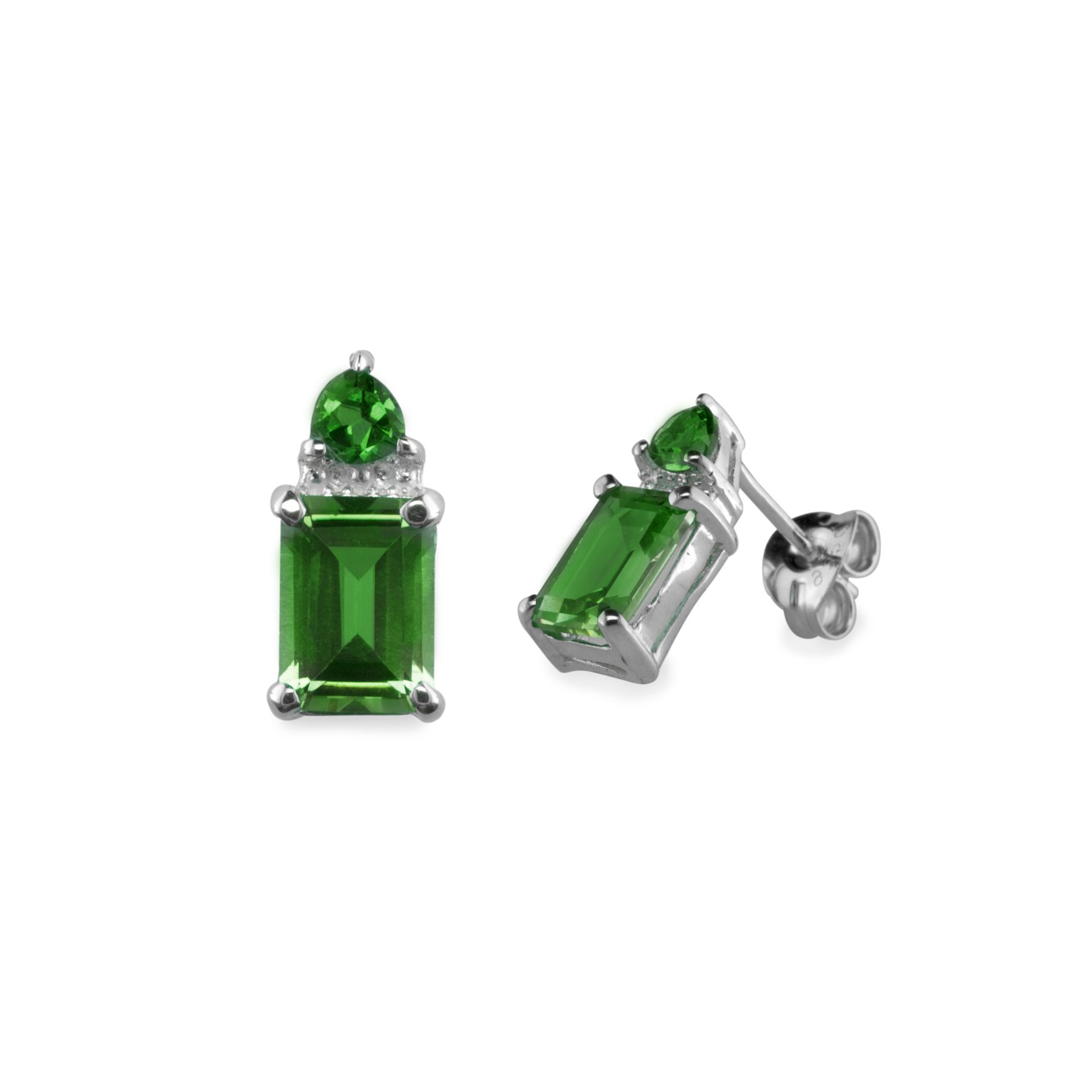 Lab Created Emerald Earrings Sterling Silver