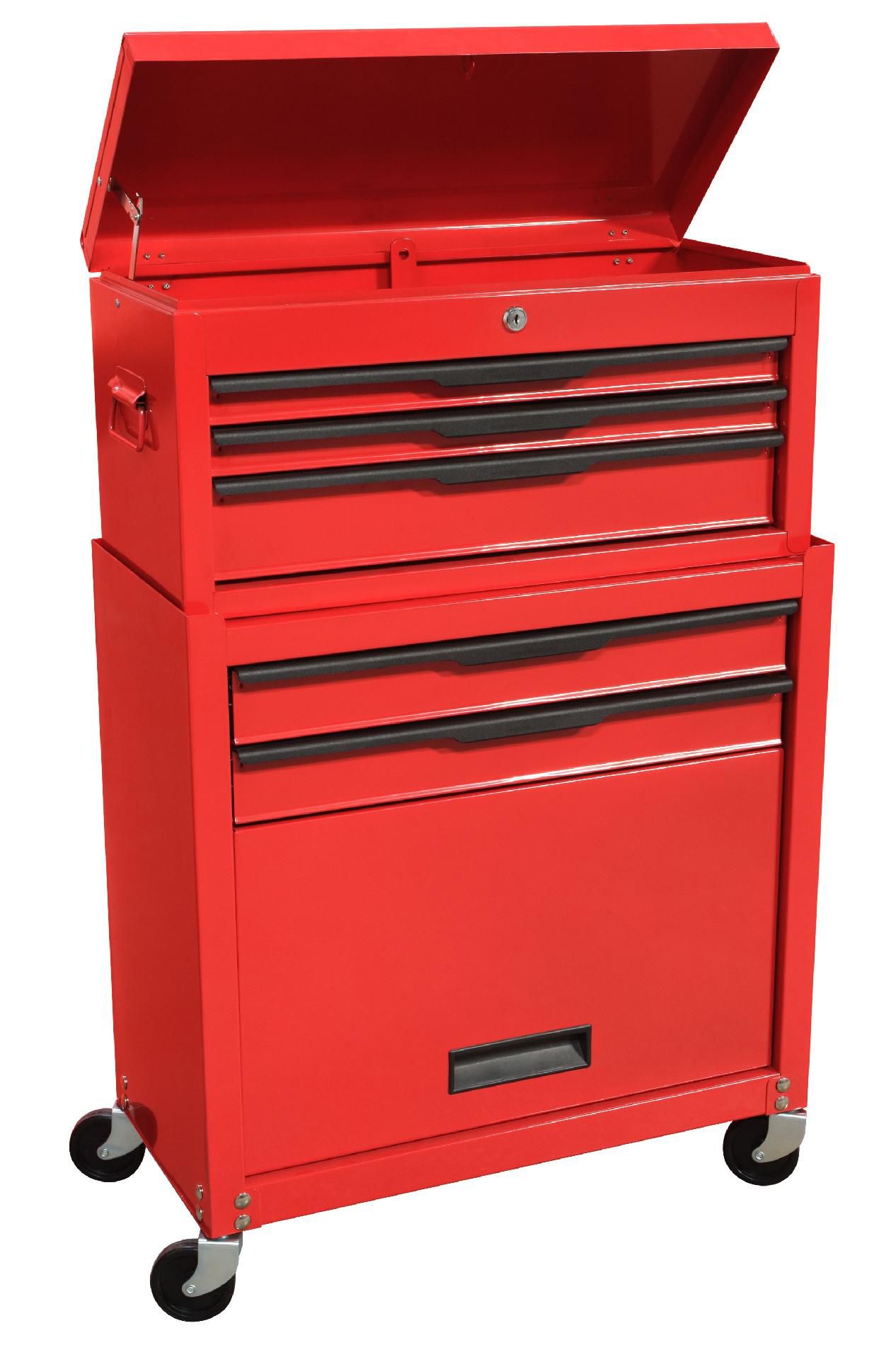 International 24 5-Drawer Ball Bearing Slides & large storage compartment Roller Combo Set Red