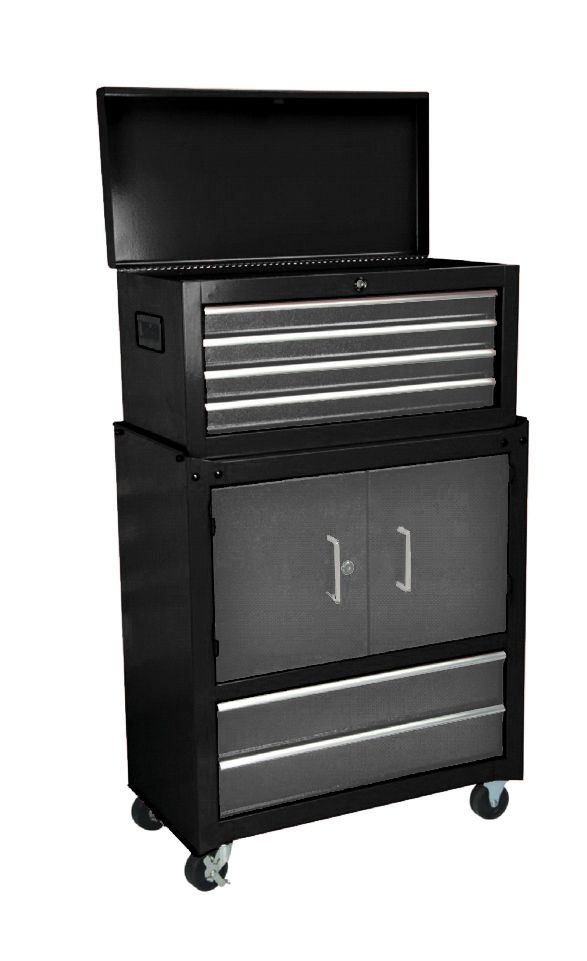 International 26 6-Drawer Ball Bearing Slides & 2 Doors Roller Combo Set Black