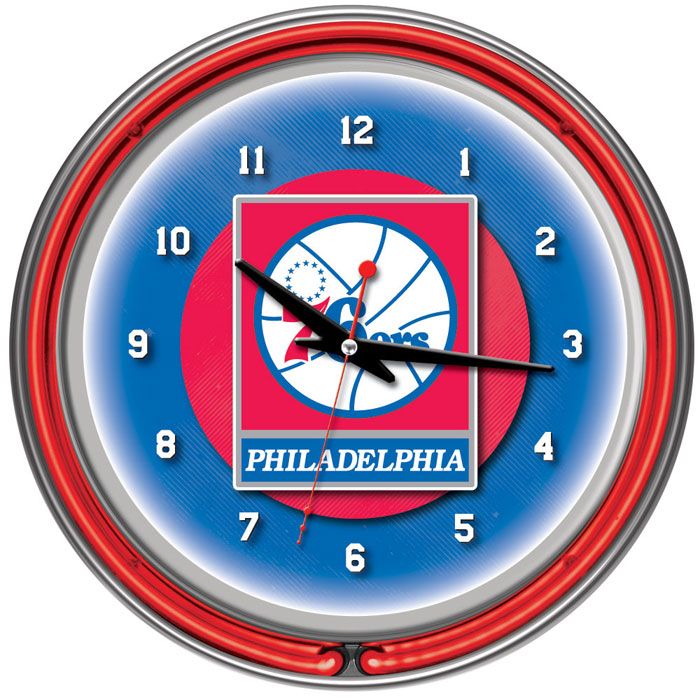 NBA(CANONICAL) Philadelphia 76ers Double Ring Neon Clock