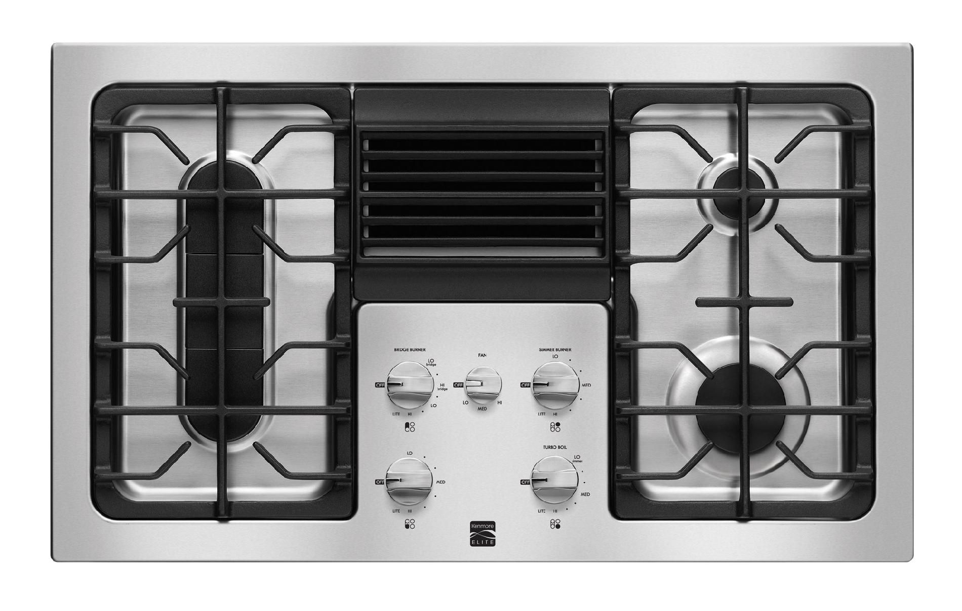 Cooktops 2016 Kenmore Elite 36" Downdraft Gas Cooktop, Stainless Steel