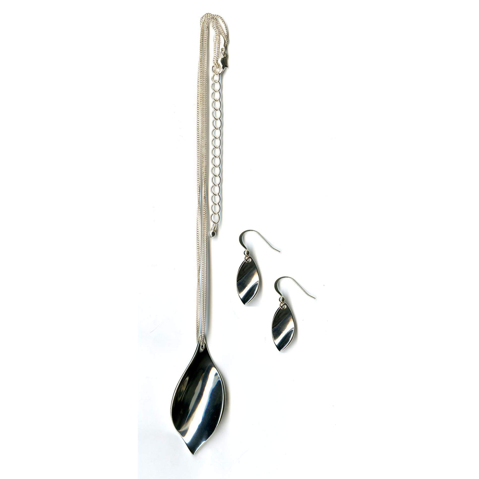 Jaclyn Smith LEAF DROP PEND SILVER NECKLACE/EARRING SET at Kmart.com