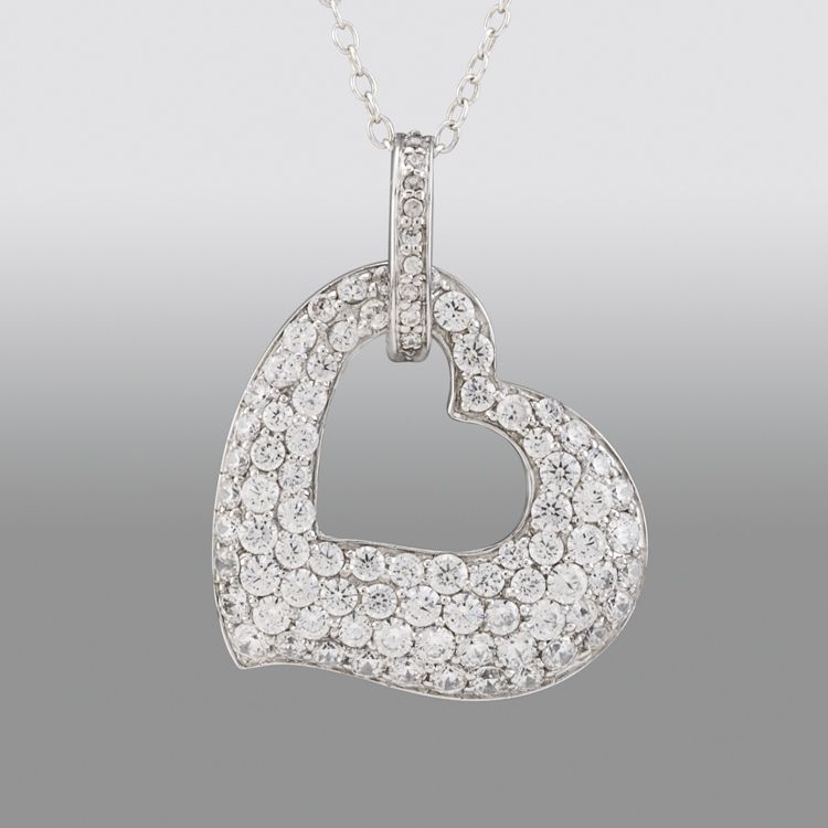 Pretty in Pave Sterling Silver Created White Sapphire Open Heart Pendant at Kmart.com