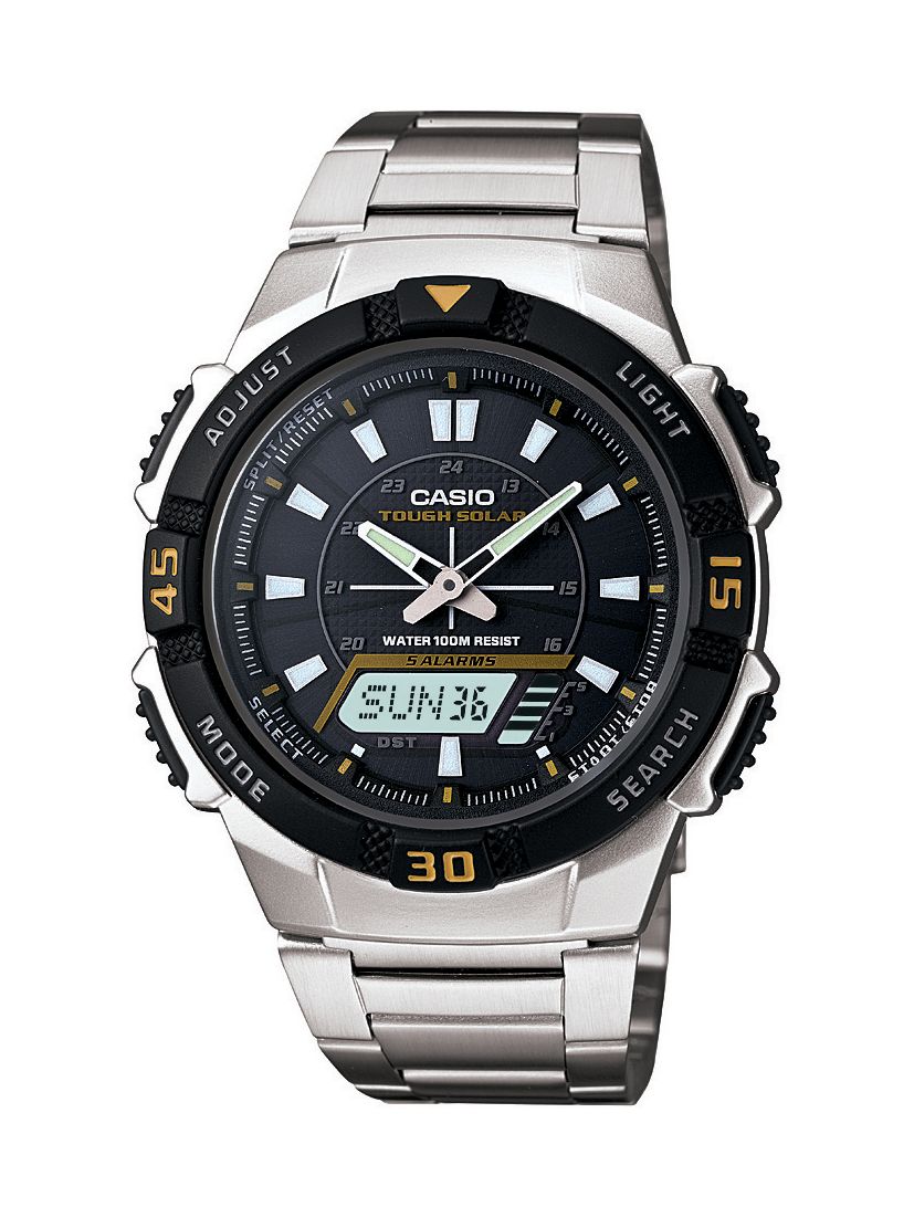 Casio Mens Calendar Day/Date Ani-Digi Watch w/ Black Dial and Silvertone Band at Sears.com