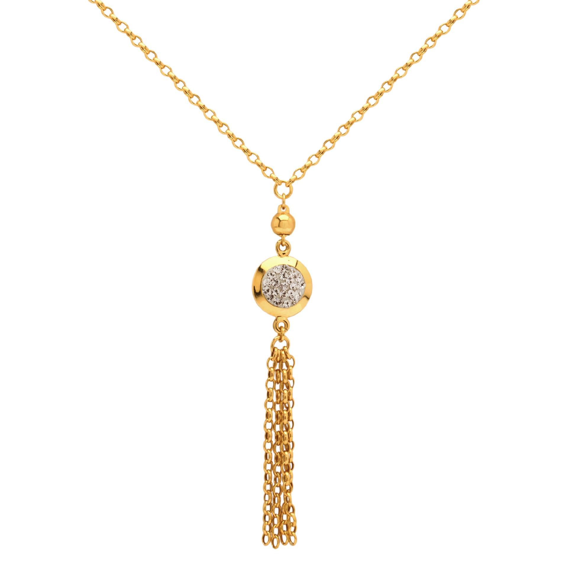 Gold and Silver 1 Bezel Set Crystal With Tassle Necklace at Kmart.com