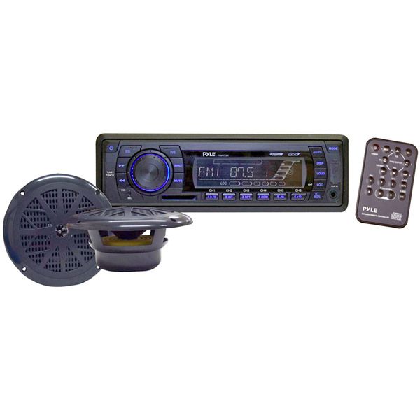 Pyle PLMRKT13BK 400-Watt In-Dash Marine AM/FM PLL Tuning Radio with USB/SD/MMC Reader