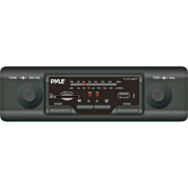 Pyle PLR14MPF In-Dash AM/FM-MPX MP3 Shaft Style Dual Knob Radio With USB/SD Card