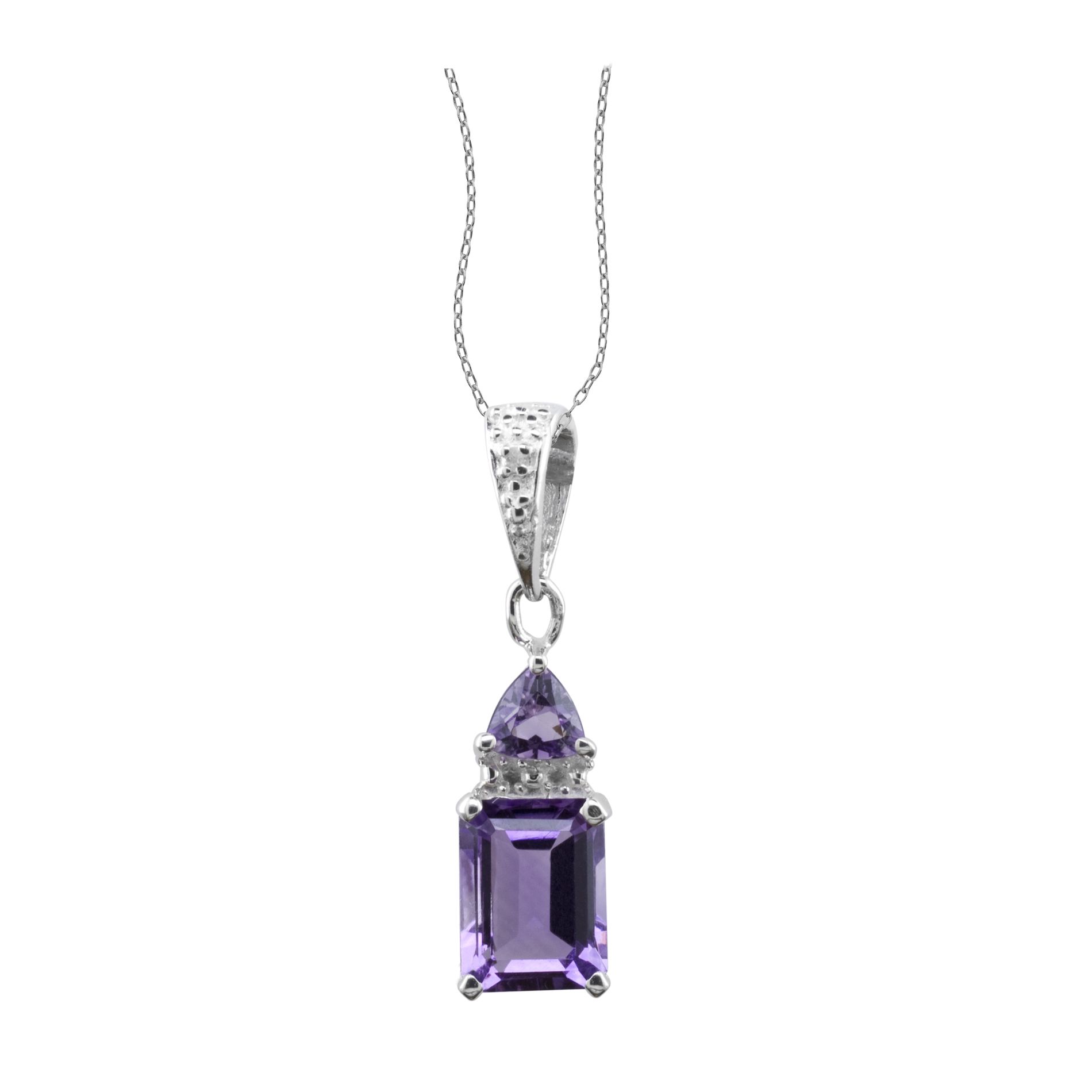 Amethyst and Diamond Accent Pendant Sterling Silver