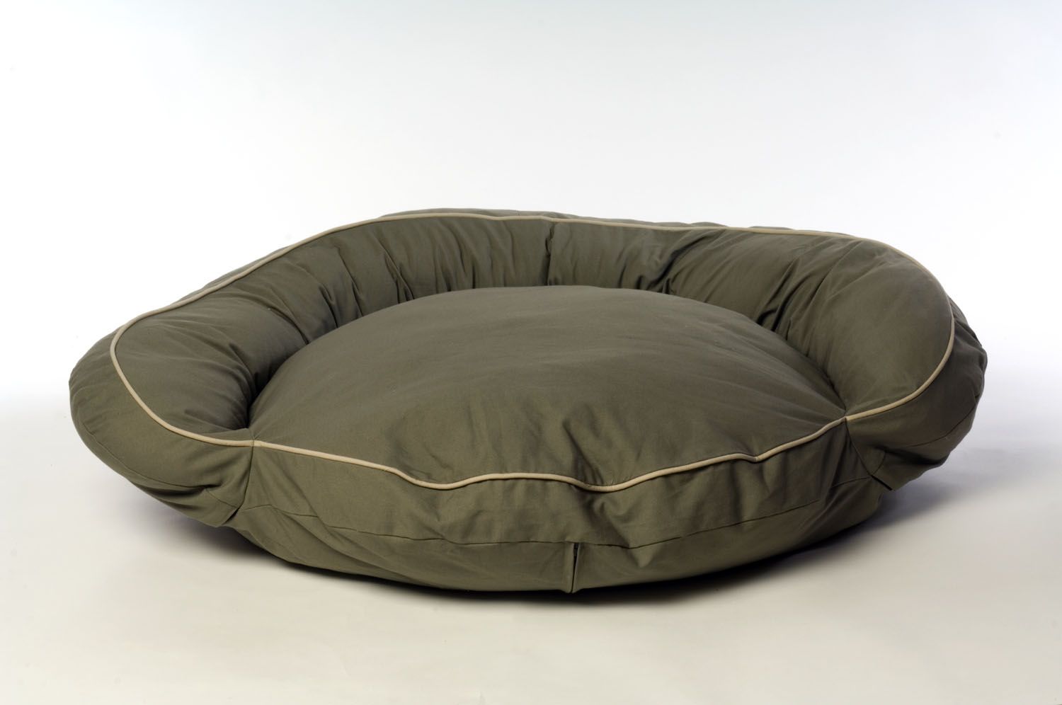 Carolina Pet Large Classic Twill Bolster Bed - Sage w/Khaki Cording
