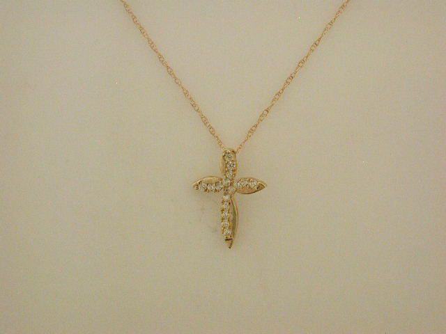 10Kt Cross Pendant with 13