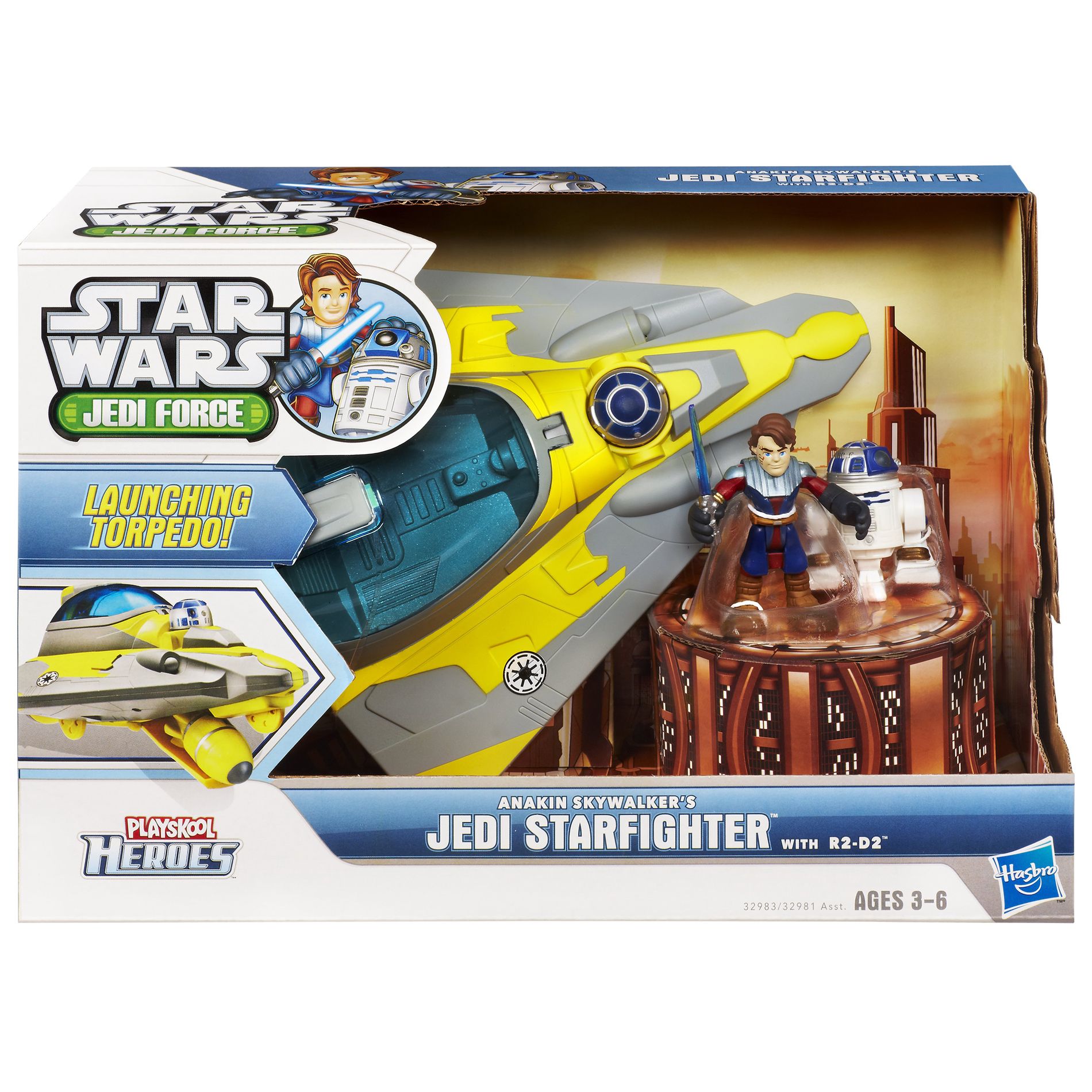 STAR WARS Jedi Force PLAYSKOOL HEROES Anakin Skywalker's JEDI STARFIGHTER with R2-D2                                             at mygofer.com