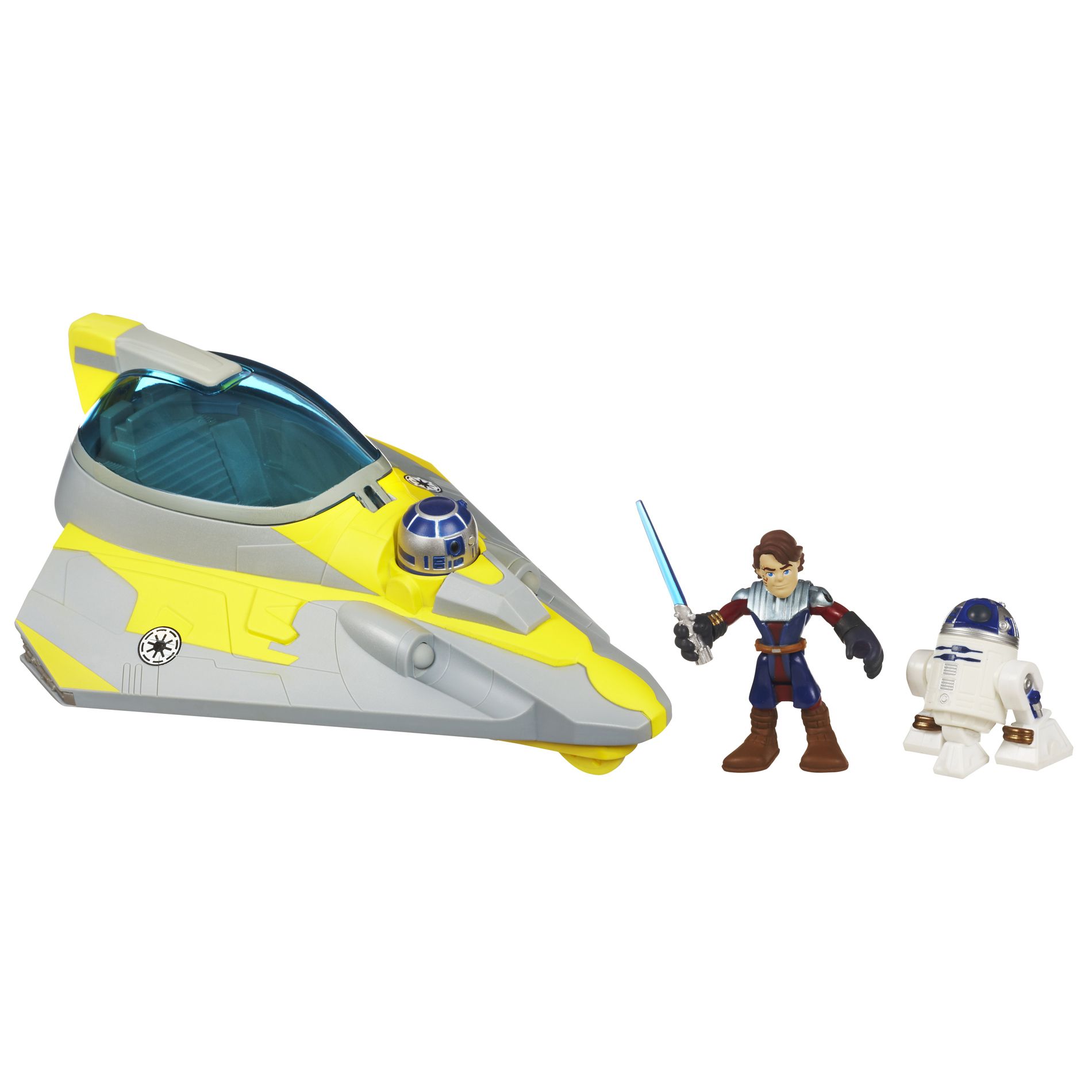 STAR WARS Jedi Force PLAYSKOOL HEROES Anakin Skywalker's JEDI STARFIGHTER with R2-D2                                             at mygofer.com