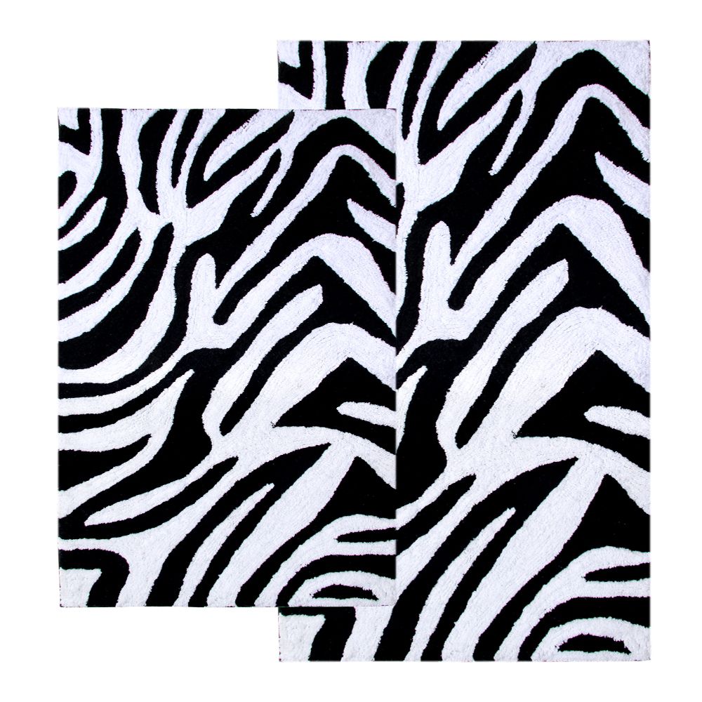 2 Piece Zebra Bath Rug Set - 21"x34" & 24"x40" - Black & White color