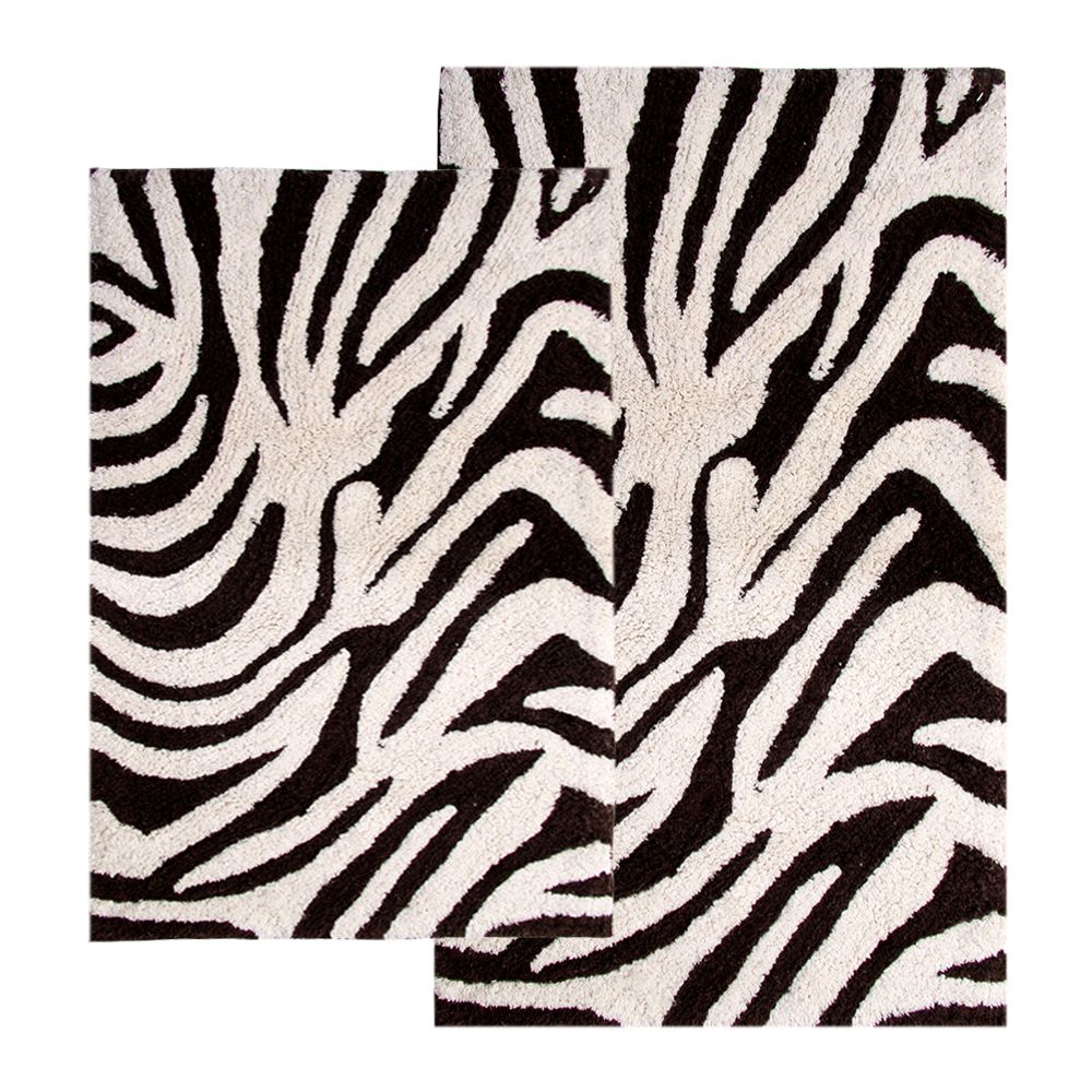 Chesapeake Merchandising 2 Piece Zebra Bath Rug Set - 21"x34" & 24"x40" - Chocolate & Ivory color at Kmart.com
