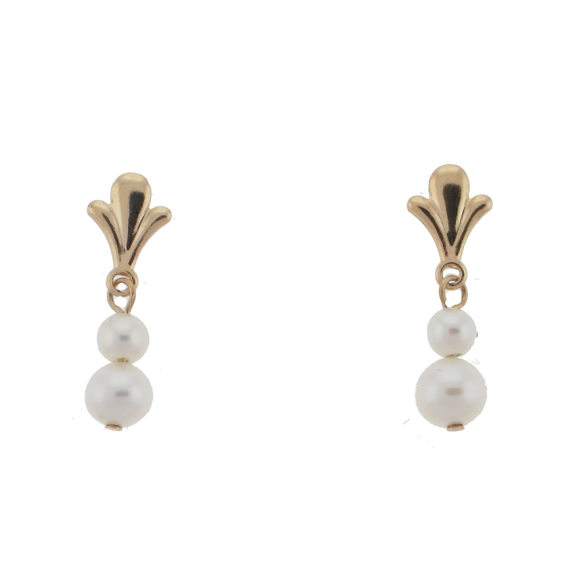 10kt Fleur-De-Lis Pearl Dangle Earring at mygofer.com