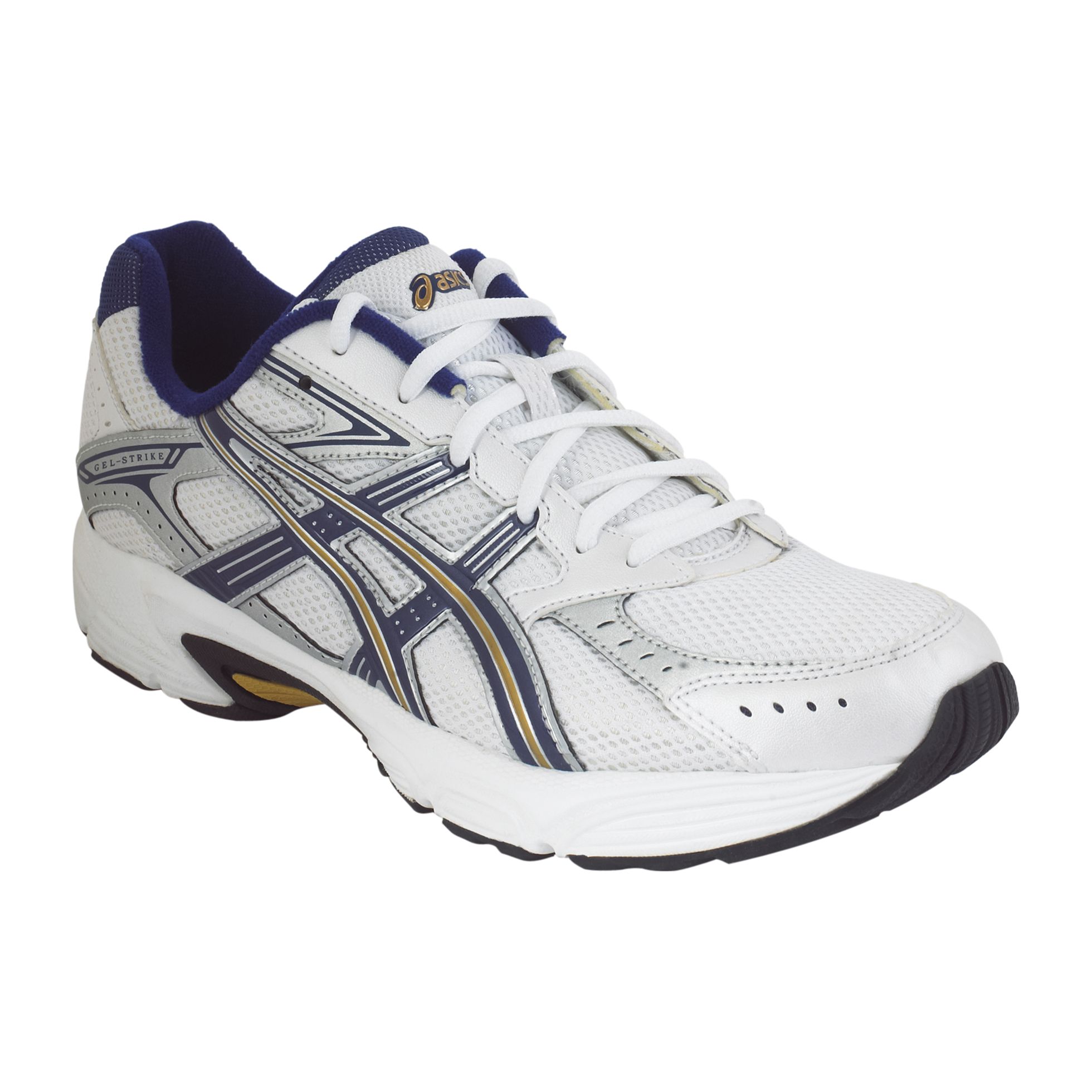 ASICS Men's Gel Strike 2 - White/Navy/Gold - Clothing, Shoes & Jewelry -  Shoes - Men's Shoes - Men's Sneakers & Athletic Shoes