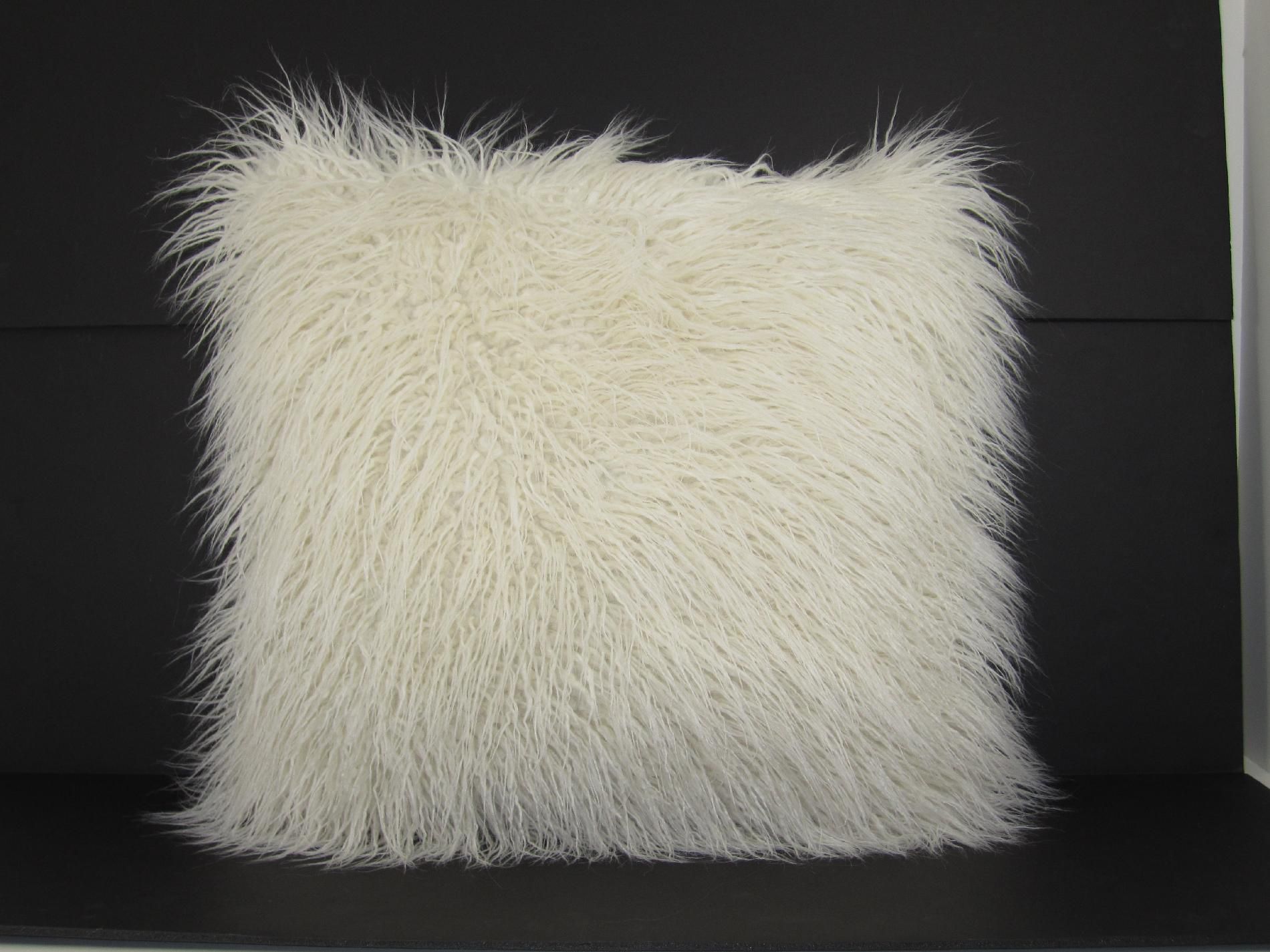 Mongolin White Fur Pillow - Home - Home Decor - Pillows, Throws & Slipcovers - Decorative Pillows