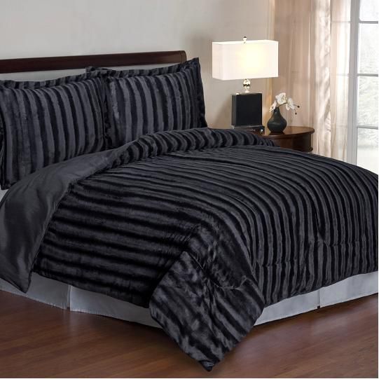 Cozy Nights 3pc Comforter Set Black Sable Mink Faux Fur Shop Your