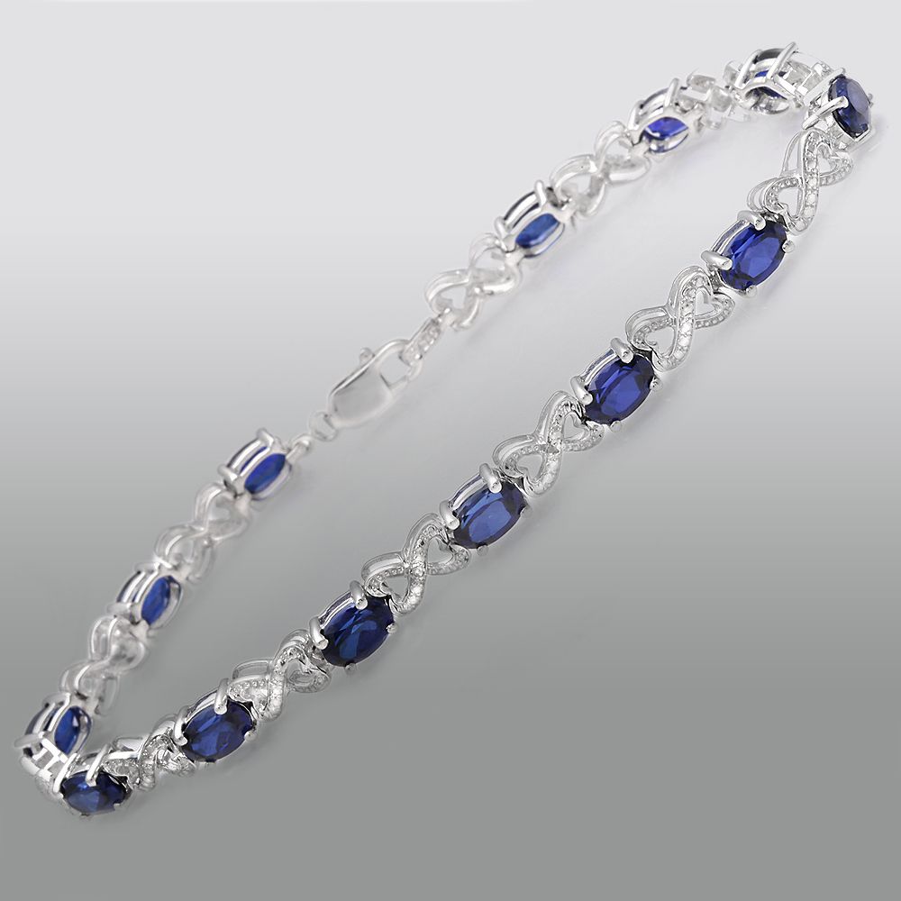 Lab Created Blue Sapphire Heart Bracelet in Sterling Silver at Sears.com