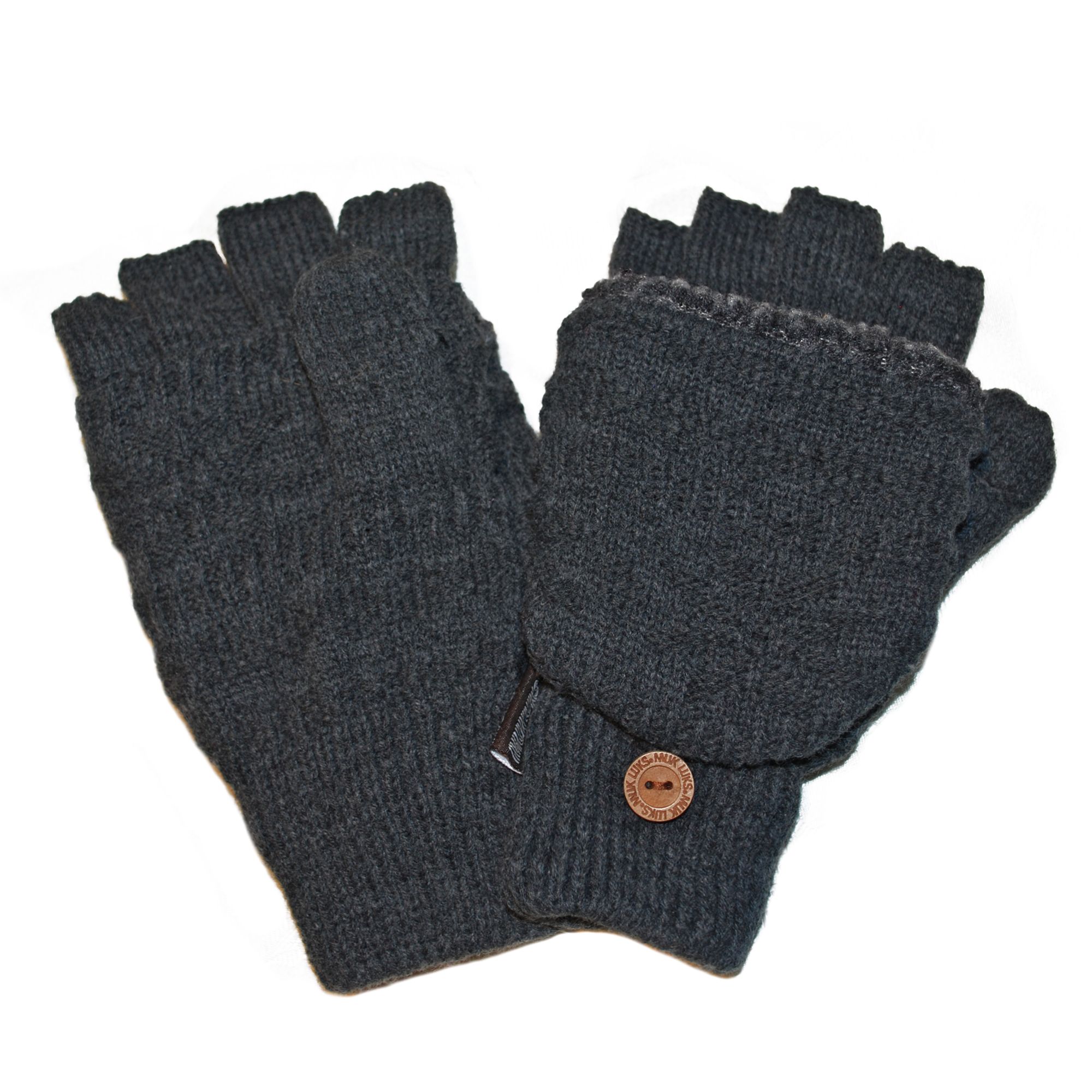 Fairisle Texture Flip Glove with Sherpa Lining - Grey