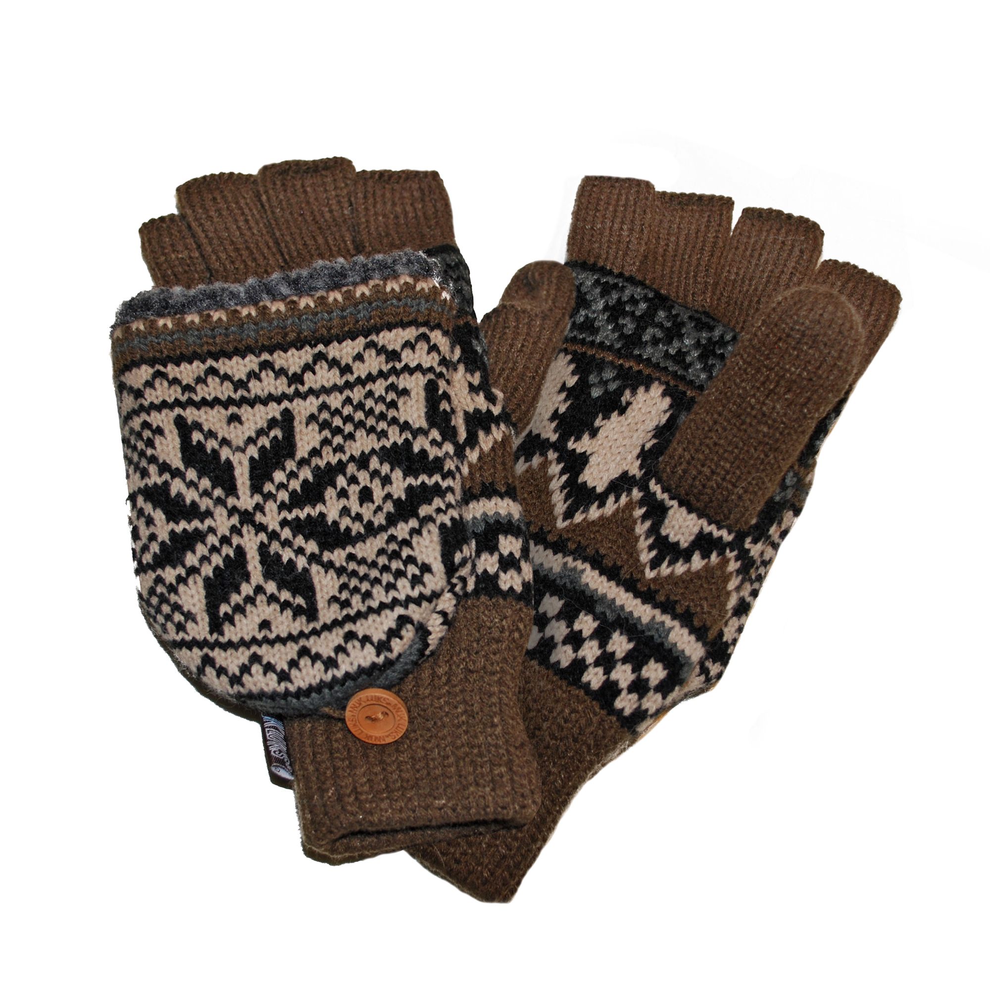 Traditional Nordic Flip Glove with Sherpa Lining - Neutral