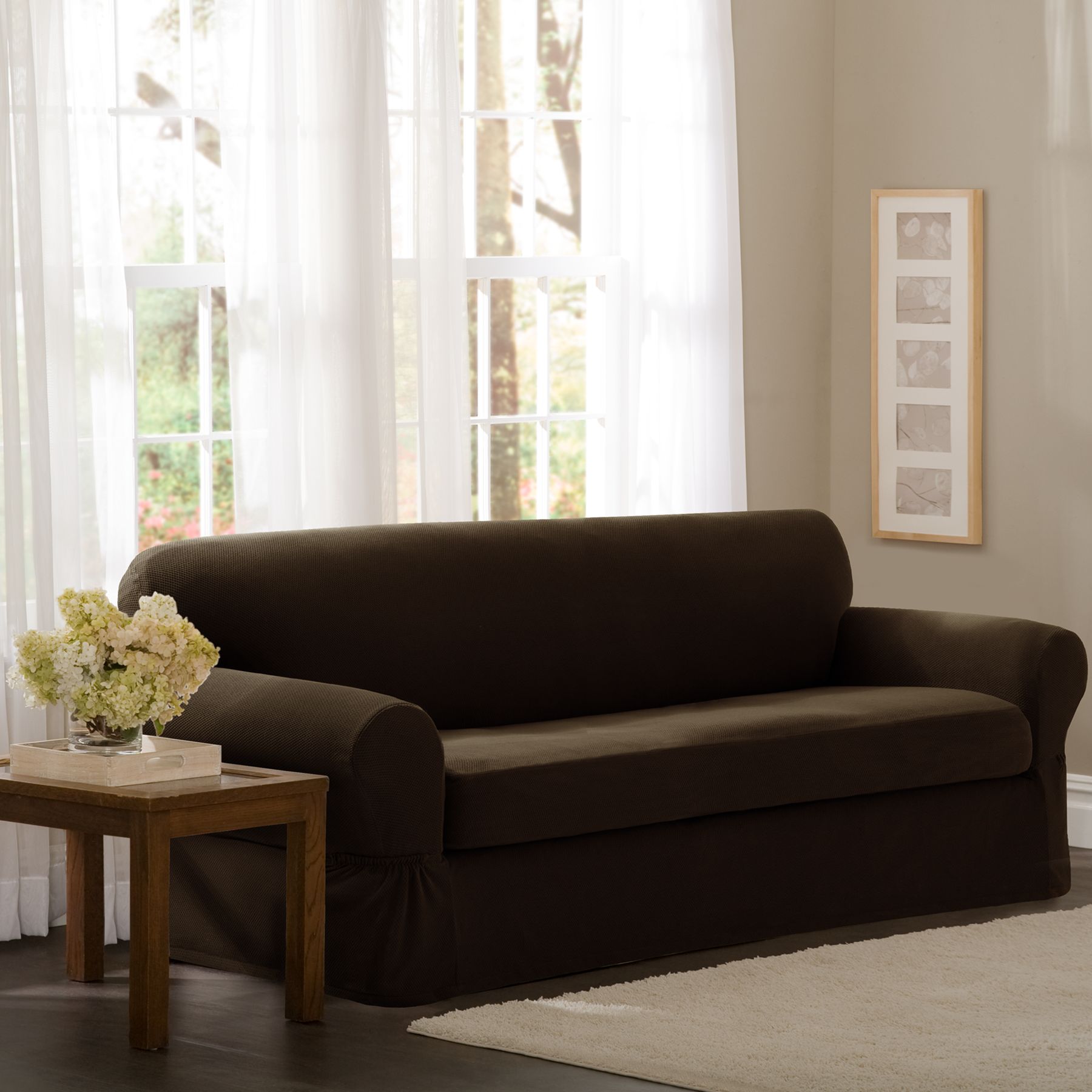 Essential Home 2 Piece Sofa Slipstretch Pixel Choc