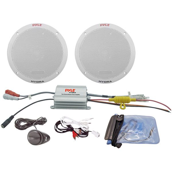 Pyle PLMRKT2A 2-Channel Waterproof MP3/iPod Amplified 6.5'' Marine Speaker System