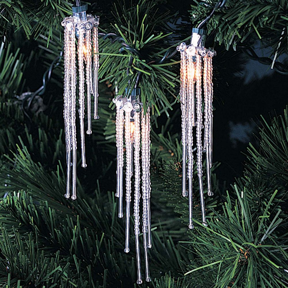 UPC 086131046131 product image for Indoor 10-Light Clear Beaded Icicle Light Set, Includes 2 Light Sets | upcitemdb.com