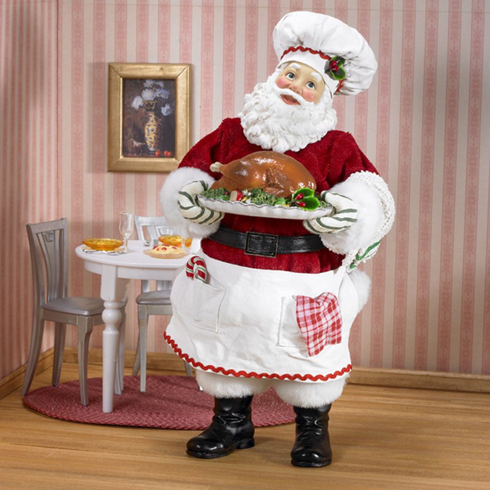 10" Chef Santa with Plate of Turkey