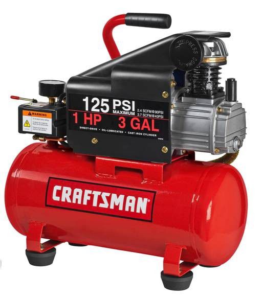 Sears deals on Craftsman 3 Gallon Horizontal Air Compressor w/Hose and Accessory Kit