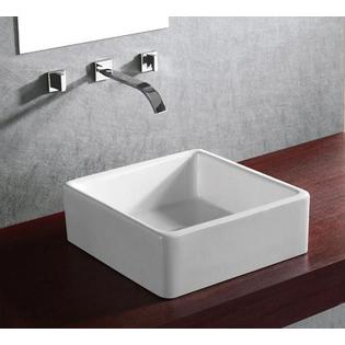 Elanti Porcelain White Rounded Corner Square 15 Vessel Sink - Home ...