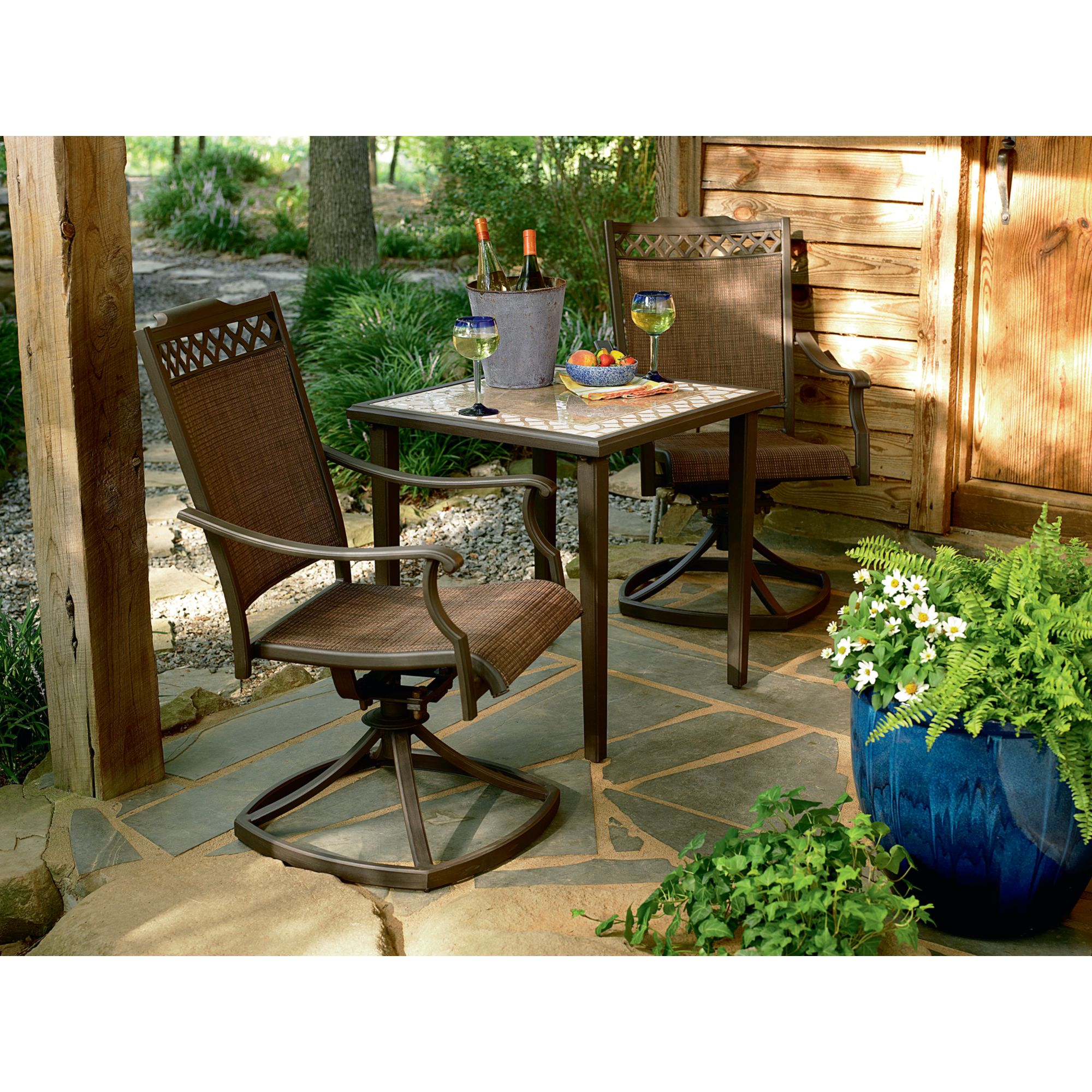 Garden Oasis Wilder Wrought Iron 3 Pc. Bistro Set Outdoor Living Patio Furniture Small